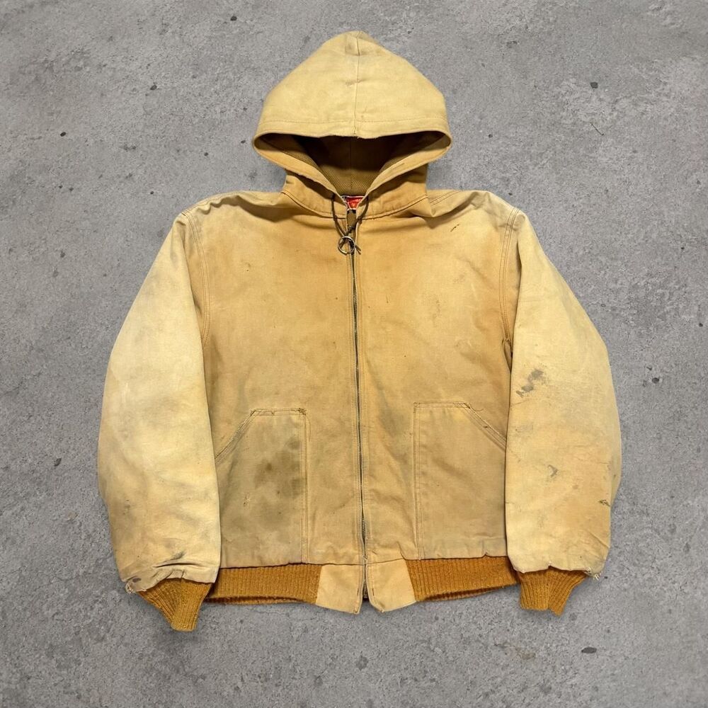 Vintage 1980’s Carhartt Lookalike Tan Jacket Mesh Lined Men’s Size XL Made In US
